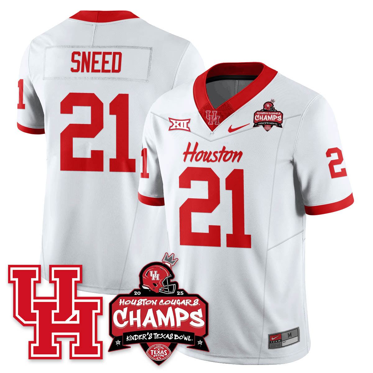Houston Cougar Football 2025 Kinder's Texas Bowl Champions Jersey - All Stitched