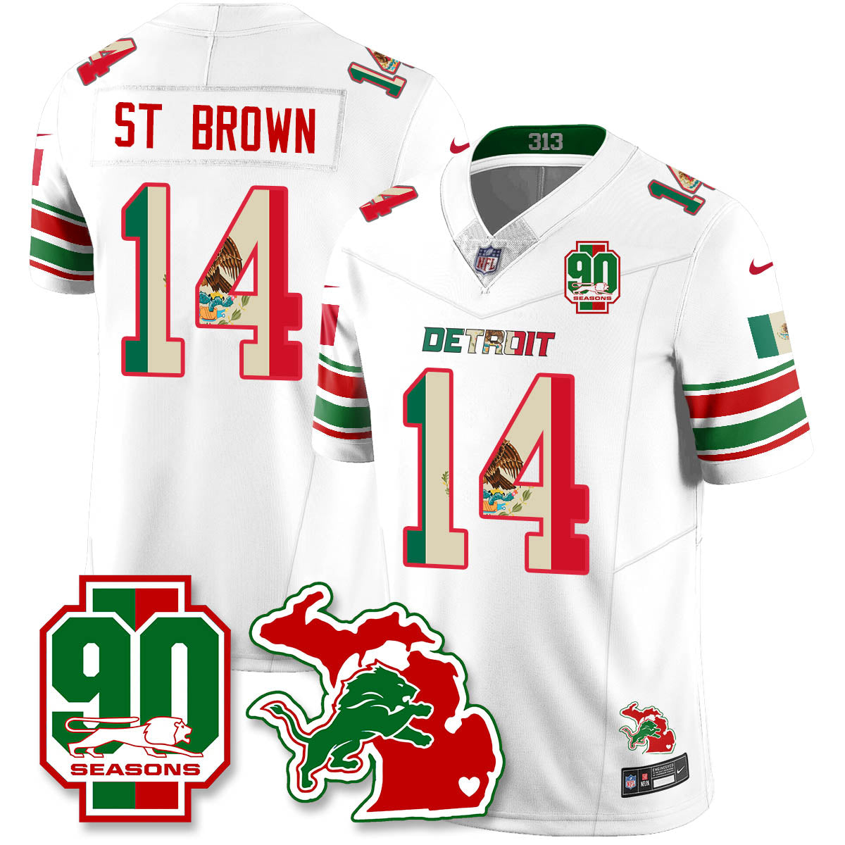 DET Mexico Vapor Limited Jersey - All Stitched
