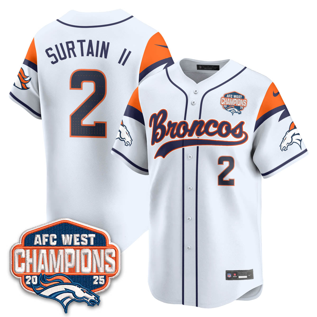 DEN AFC West Division Champions Limited Baseball Jersey V2 - All Stitched