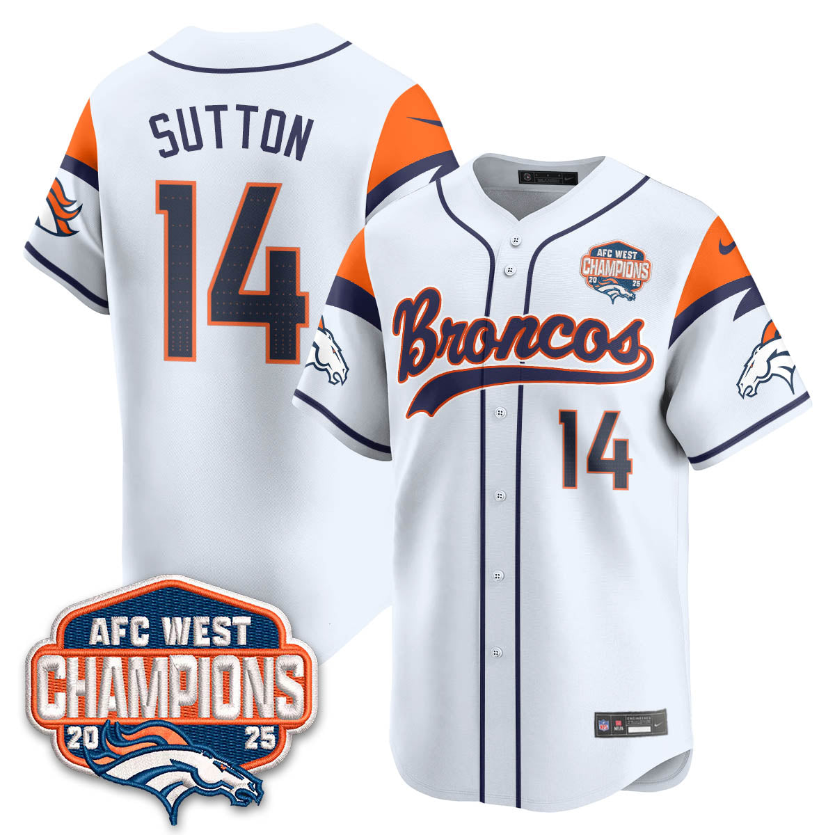 DEN AFC West Division Champions Limited Baseball Jersey V2 - All Stitched