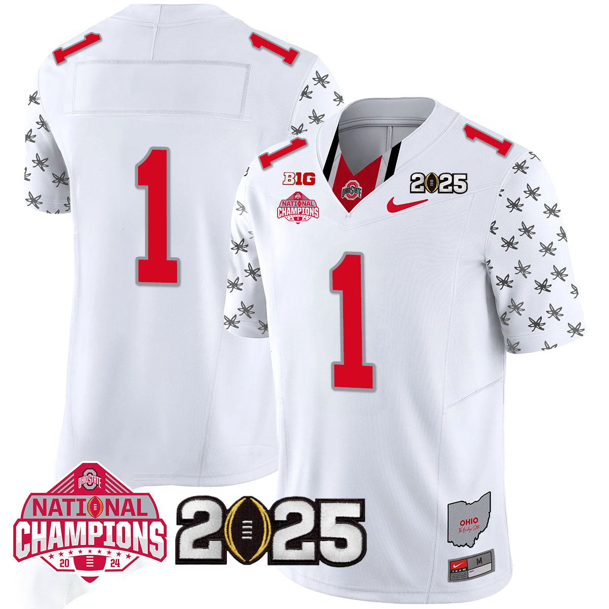 OSU 'Heritage Stripe' 2025 CFP Patch - National Champions Jersey - All Stitched