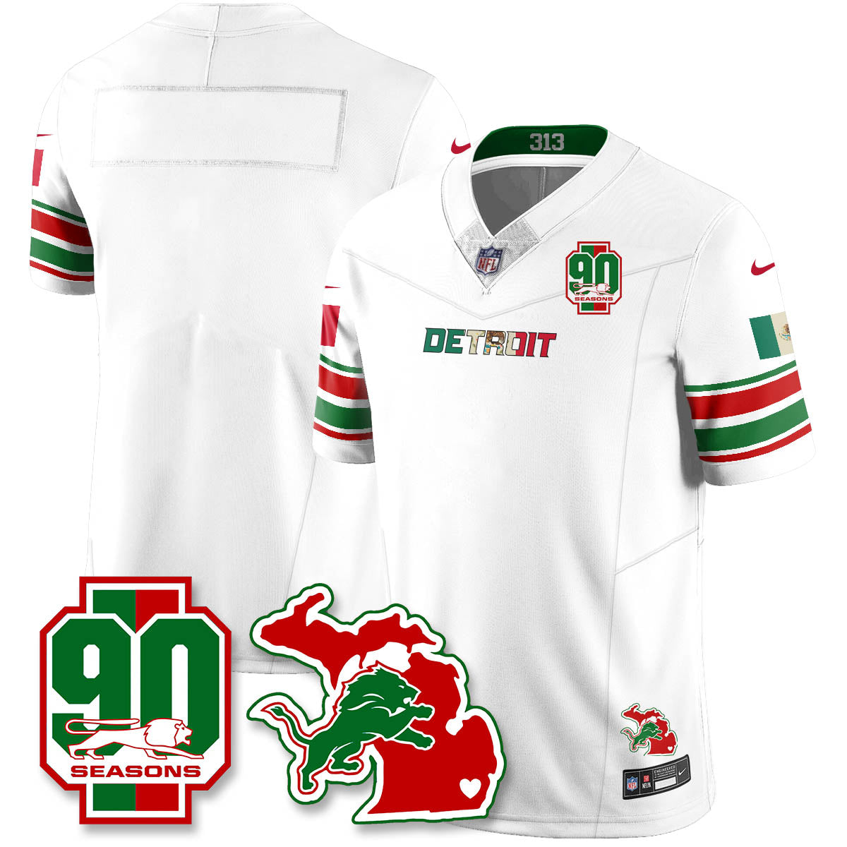 DET Mexico Vapor Limited Jersey - All Stitched