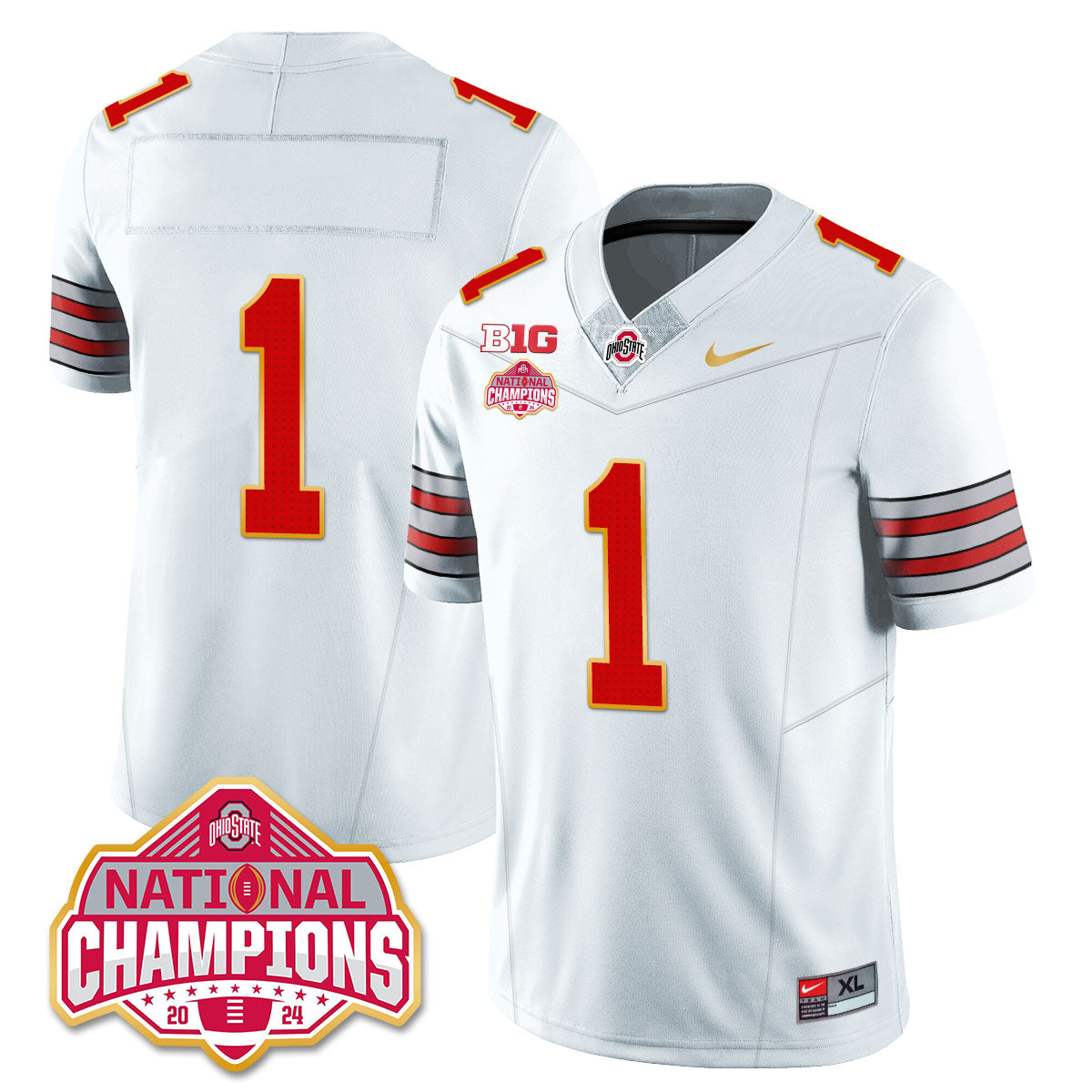 OSU 'Heritage Stripe' 2025 CFP Patch - National Champions Jersey - All Stitched