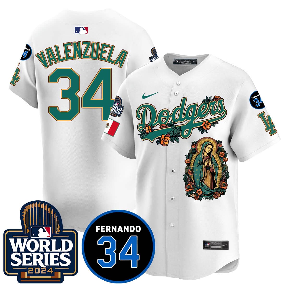 Dodgers Guadalupe - Fernando Valenzuela Memorial Jersey - Printed