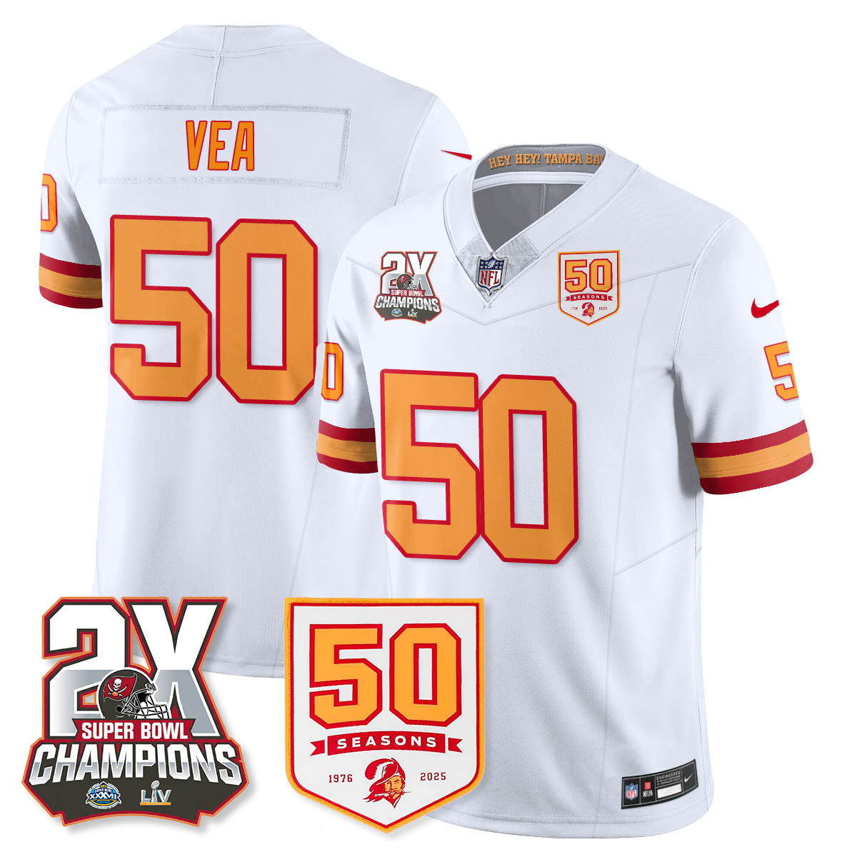 TB 2-Time Champions Patch Throwback Vapor Limited Jersey - All Stitched