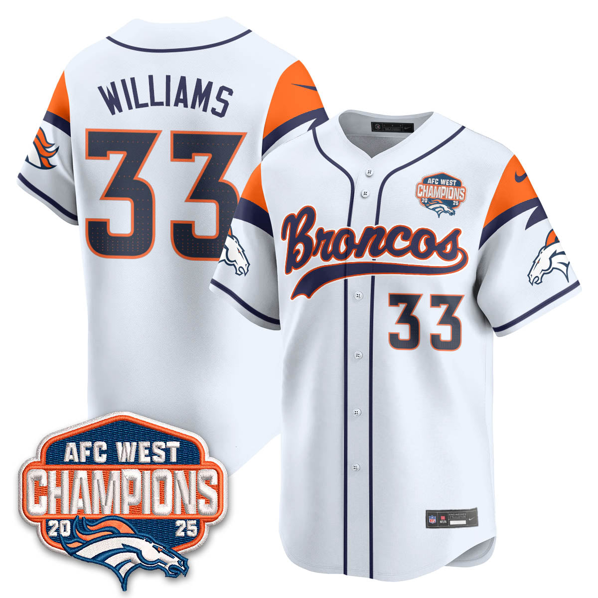 DEN AFC West Division Champions Limited Baseball Jersey V2 - All Stitched