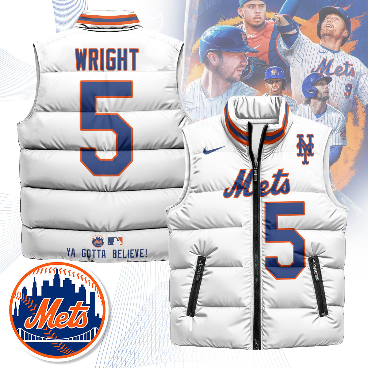 New York Mets Unisex Puffer Vest