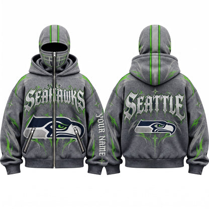 SEA Gothic Style Personalized Mask Zip Up Hoodie - Printed