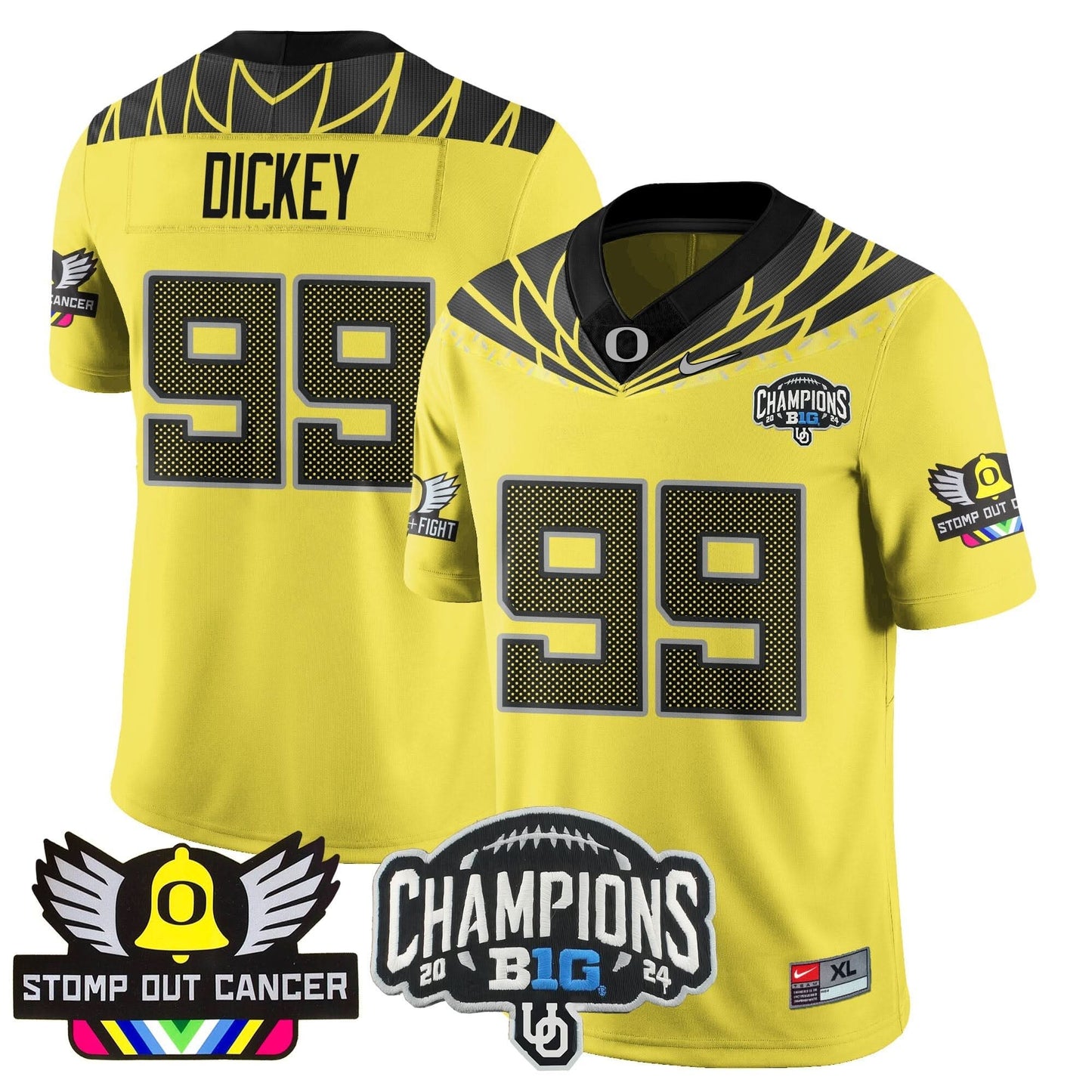 Oregon Alternate 2024 Big Ten Champions Jersey V2 - All Stitched