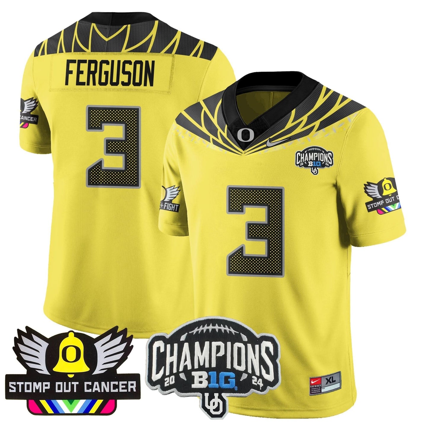 Oregon Alternate 2024 Big Ten Champions Jersey V2 - All Stitched