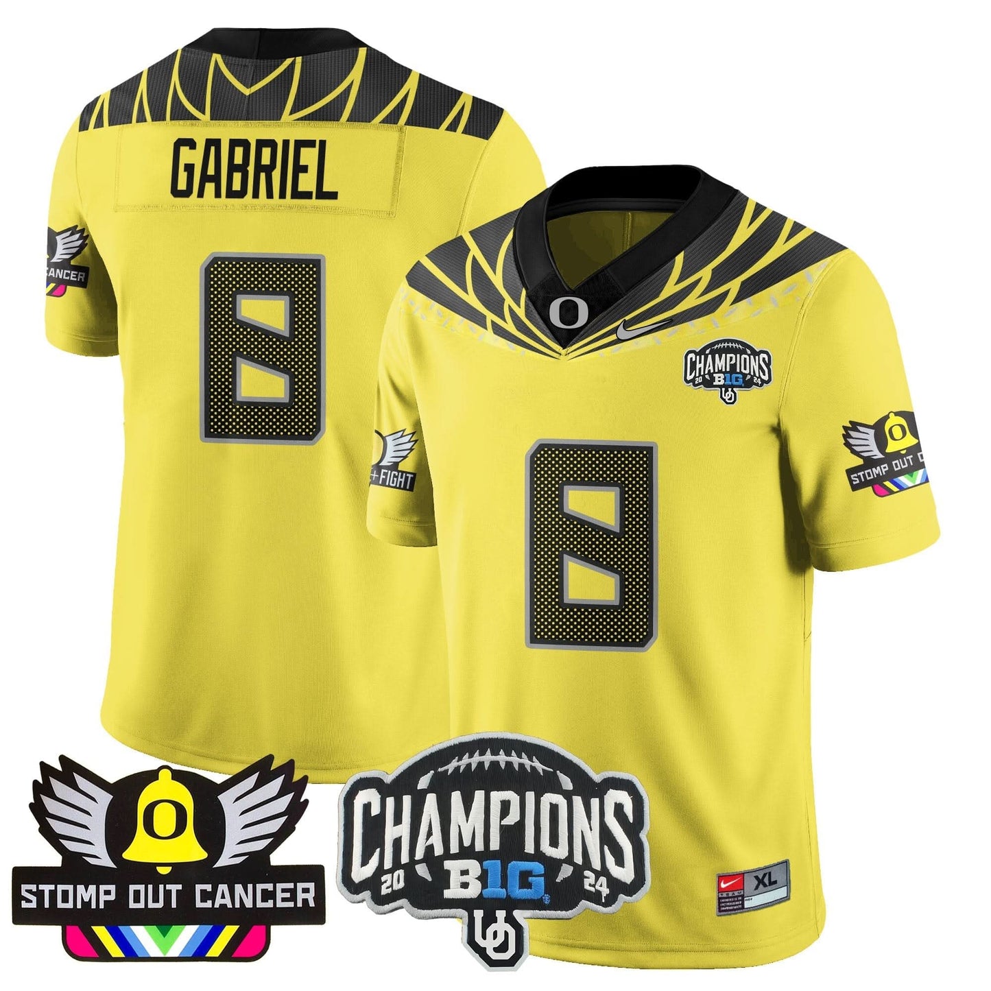Oregon Alternate 2024 Big Ten Champions Jersey V2 - All Stitched