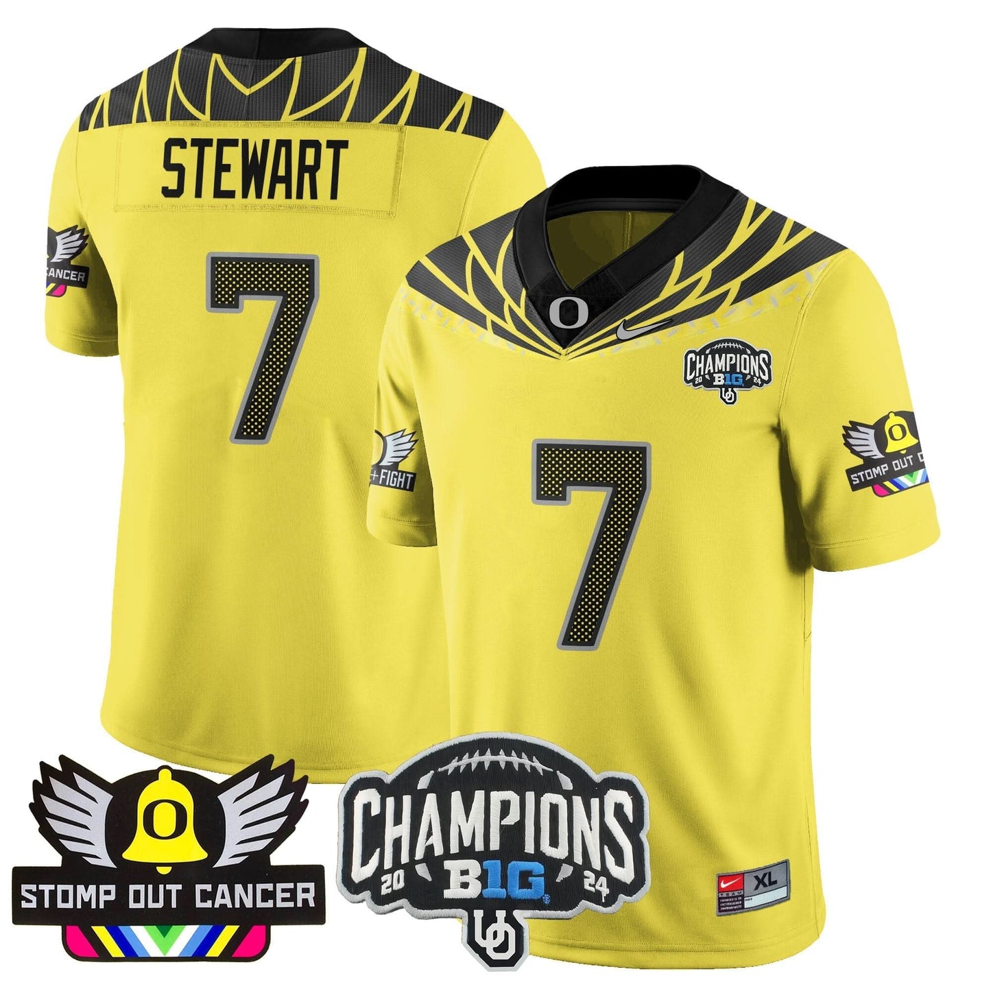 Oregon Alternate 2024 Big Ten Champions Jersey V2 - All Stitched