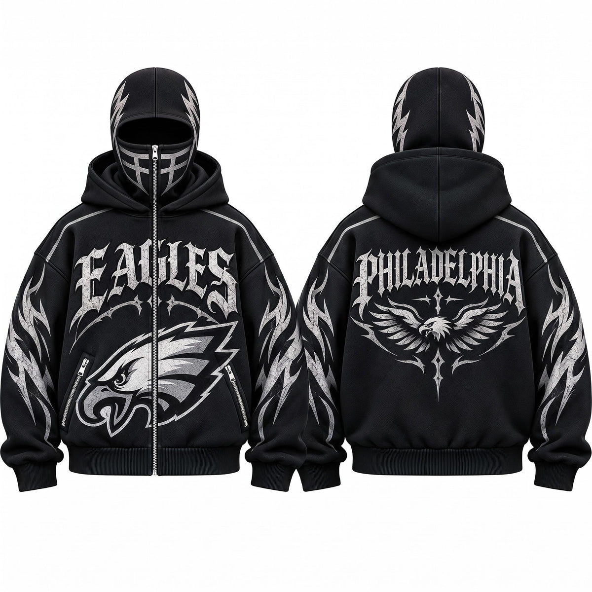 PHI Gothic Style Mask Zip Up Hoodie - Printed V2