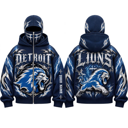 DET Gothic Style Personalized Mask Zip Up Hoodie - Printed