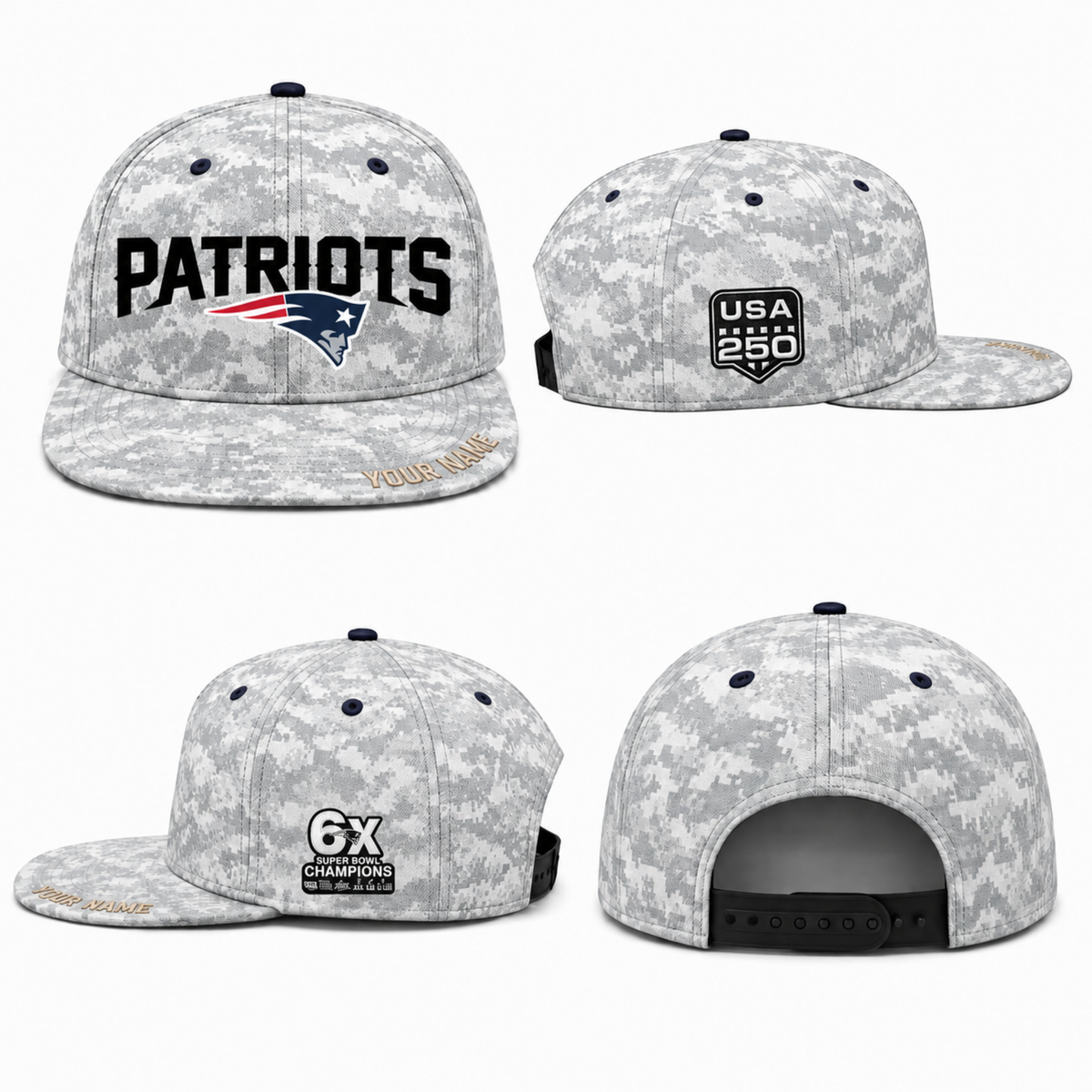NE Salute To Service Personalized Snapback Cap - Printed