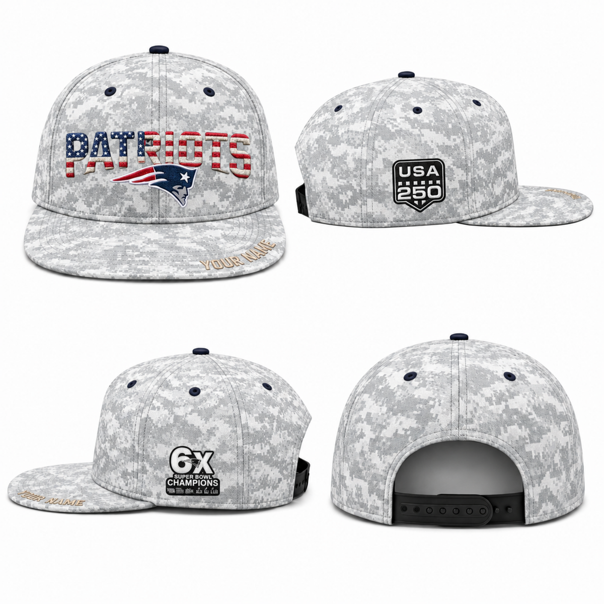 NE Salute To Service Personalized Snapback Cap - Printed