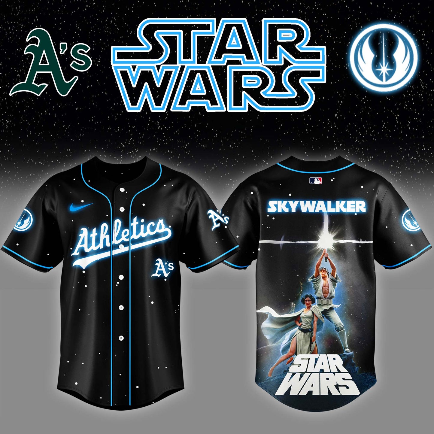 Athletics x Stars Wars Luke Skywalker Game Night Baseball Jersey Editions Limited v4