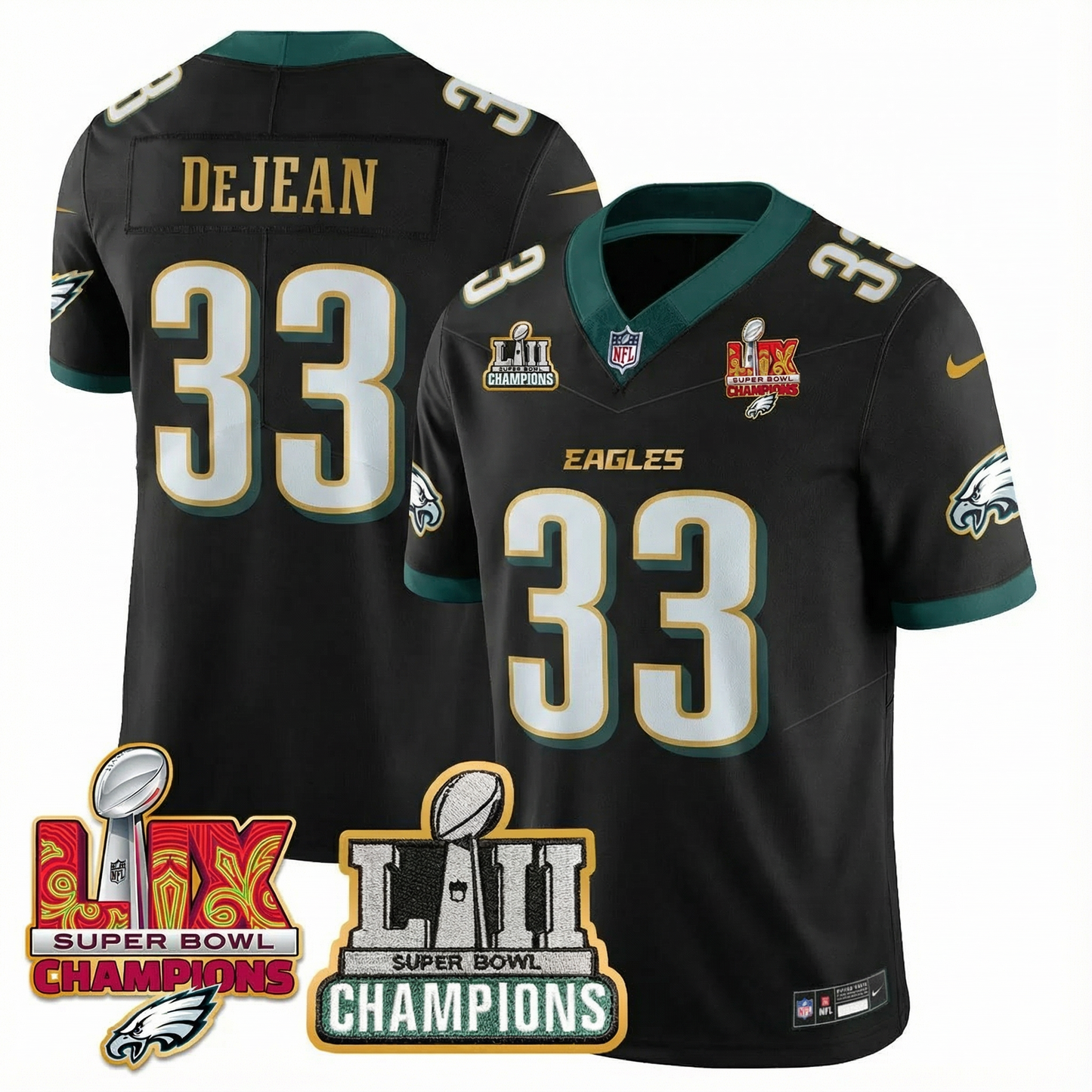 PHI LII-LIX Super Bowl Champions Vapor Limited Gold Jersey - All Stitched