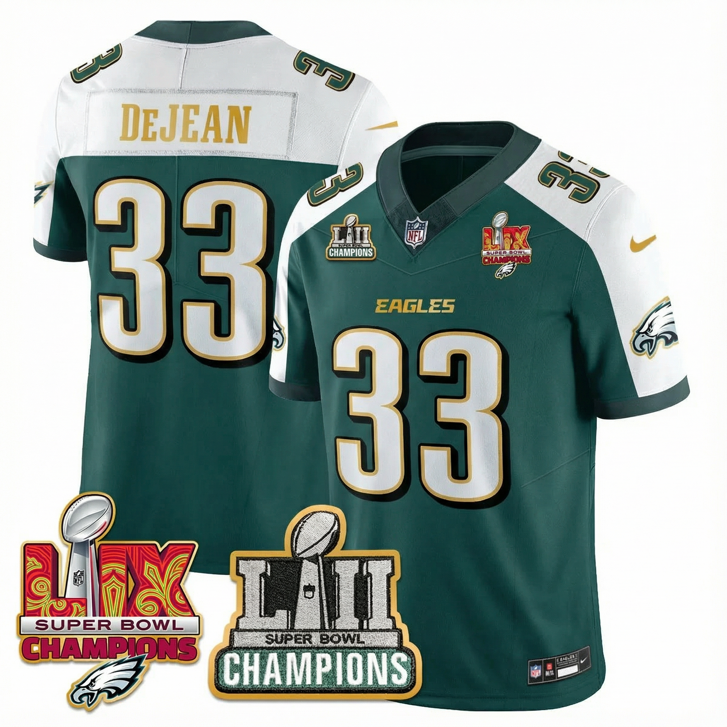 PHI LII-LIX Super Bowl Champions Vapor Limited Gold Jersey - All Stitched