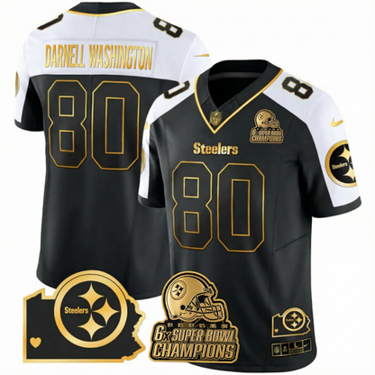 PIT 6-Time Champions Home Patch Gold Vapor Limited Jersey - All Stitched