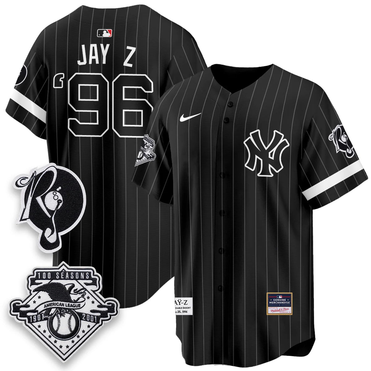 NYY x Jay Z Edition Vapor Black Jersey - Stitched