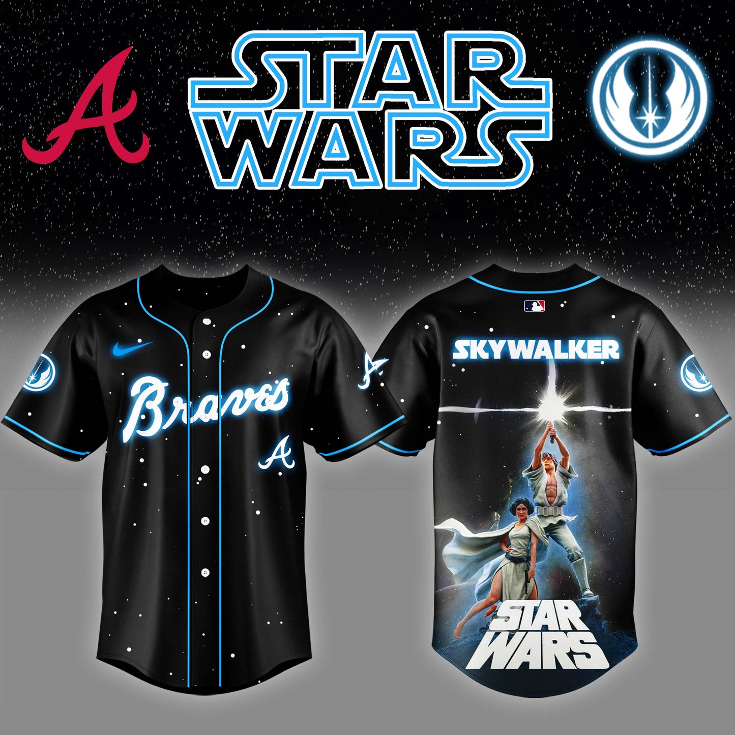 Atlanta Braves  x Stars Wars Luke Skywalker Game Night Baseball Jersey Editions Limited  v4