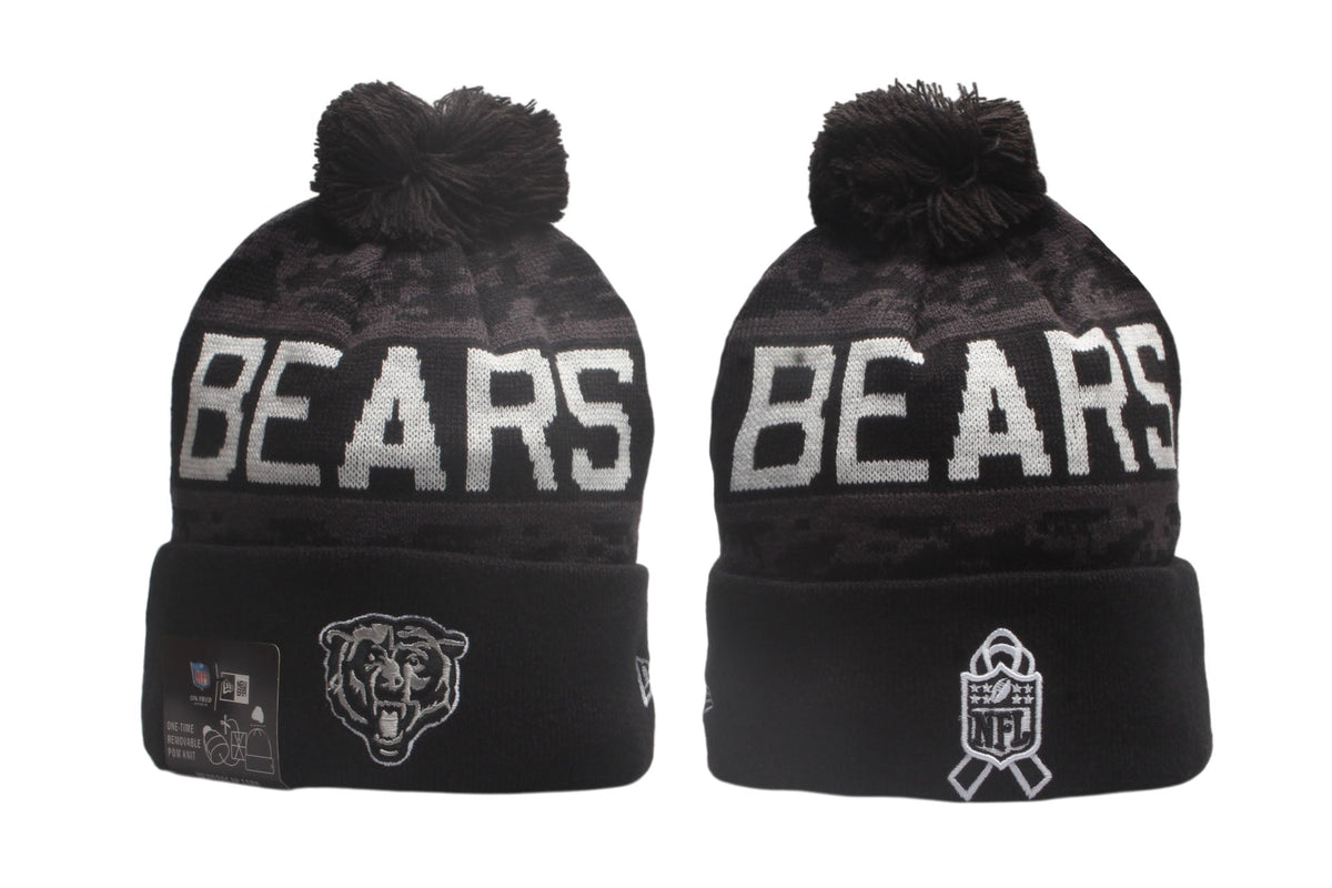 Football Salute to Service Cuffed Knit Hat with Pom - Embroidered Patch