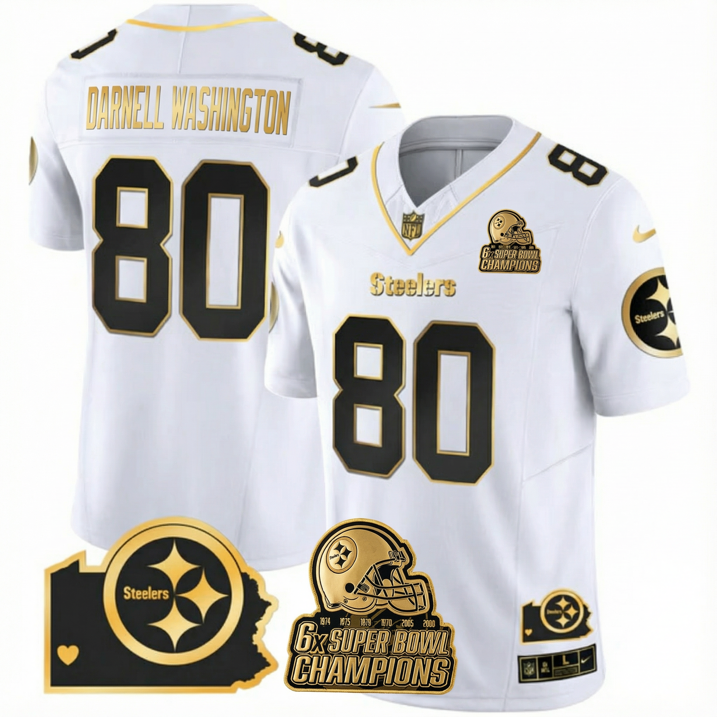 PIT 6-Time Champions Home Patch Gold Vapor Limited Jersey - All Stitched