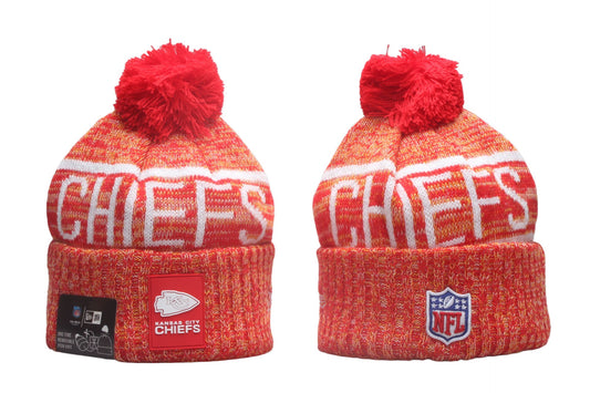 KC Cuffed Knit Hat with Pom - Rubber Patch
