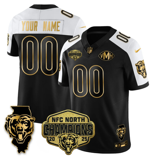 CHI NFC North Champions Patch Vapor Limited Gold Custom Jersey - All Stitched
