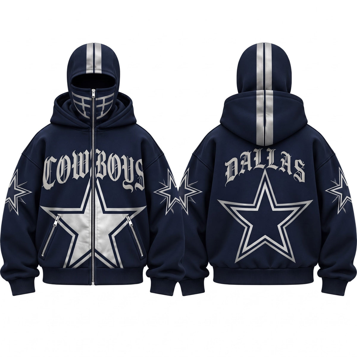 DAL Gothic Style Mask Zip Up Hoodie - Printed