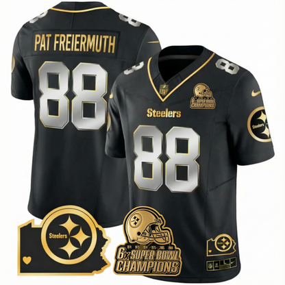 PIT 6-Time Champions Home Patch Gold Vapor Limited Jersey - All Stitched