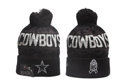 Football Salute to Service Cuffed Knit Hat with Pom - Embroidered Patch