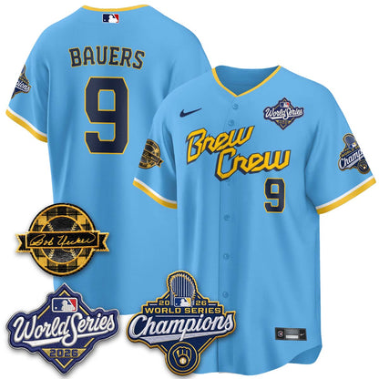 MIL 2026 WS Champions - Bob Uecker Patch Cream Jersey - Stitched (#24)