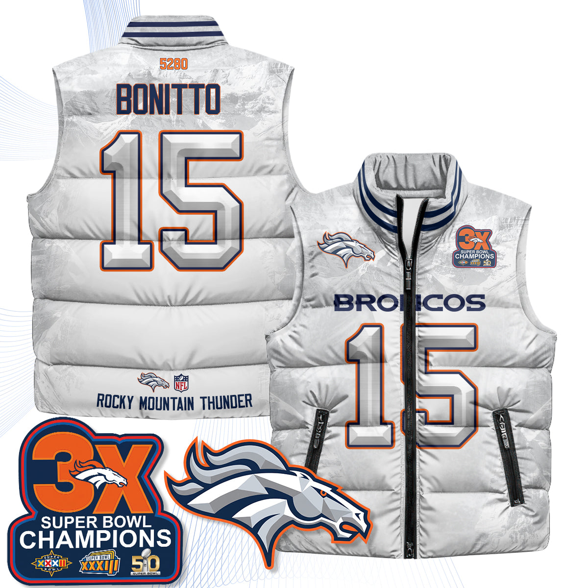 Denver Broncos Fan Gear Edition Unisex Puffer Vest - Printed