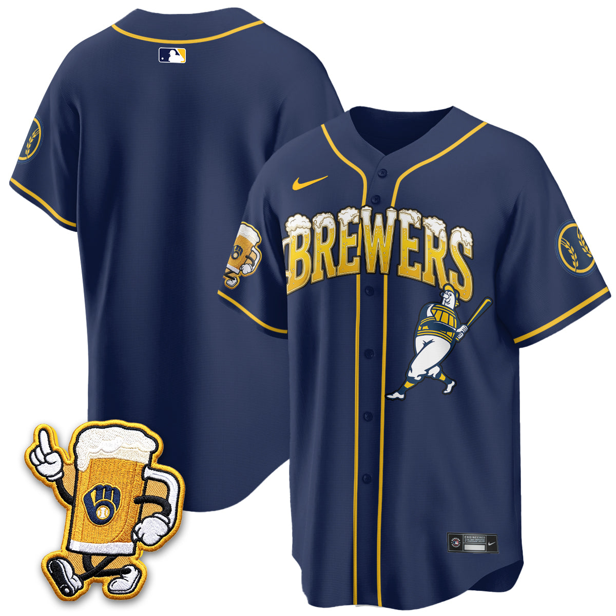 Milwaukee Brewers "Pitcher & Pint" Edition Vapor Jersey V2 - Stitched