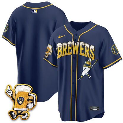 Milwaukee Brewers "Pitcher & Pint" Edition Vapor Jersey V2 - Stitched