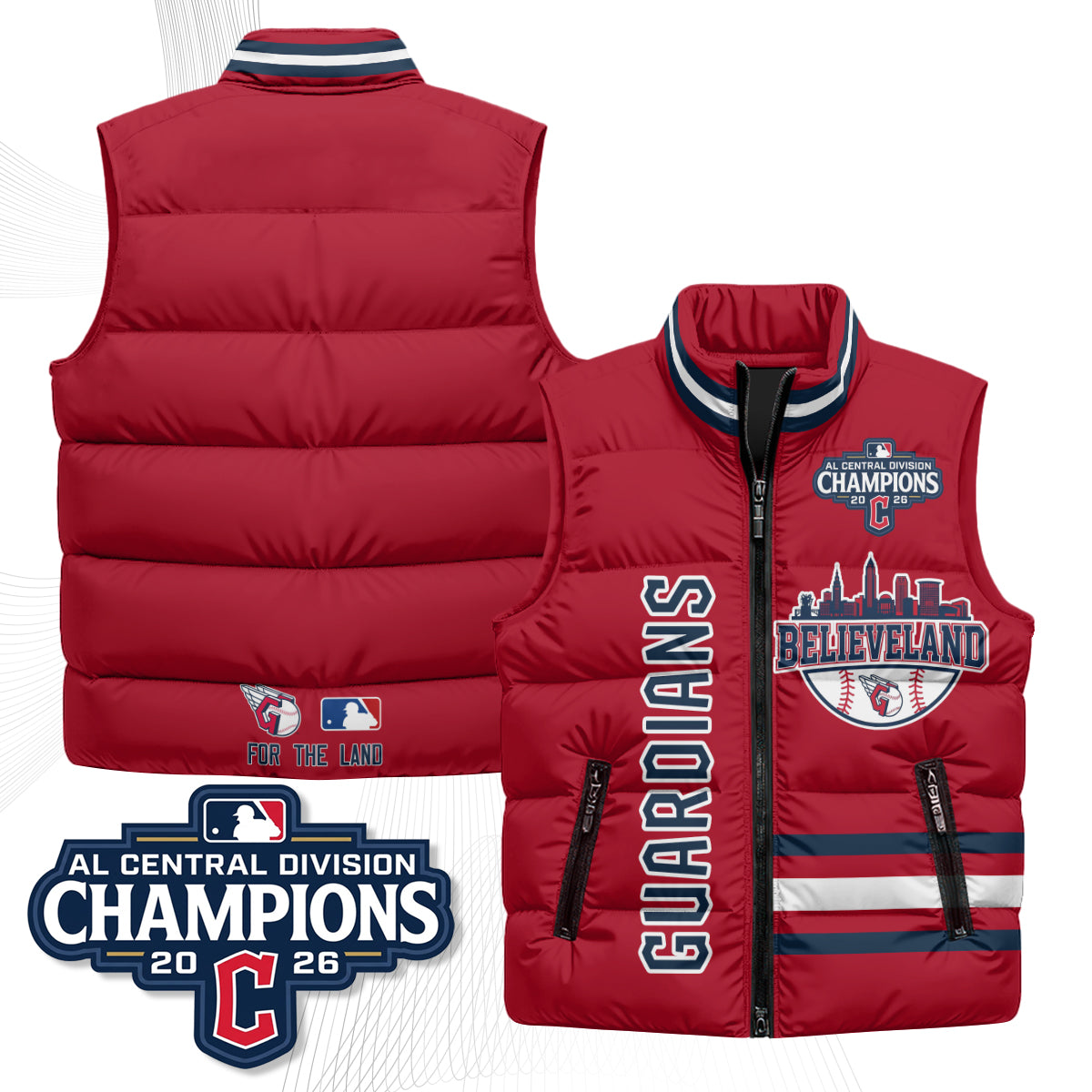 CLE Believeland Puffer Vest - Printed