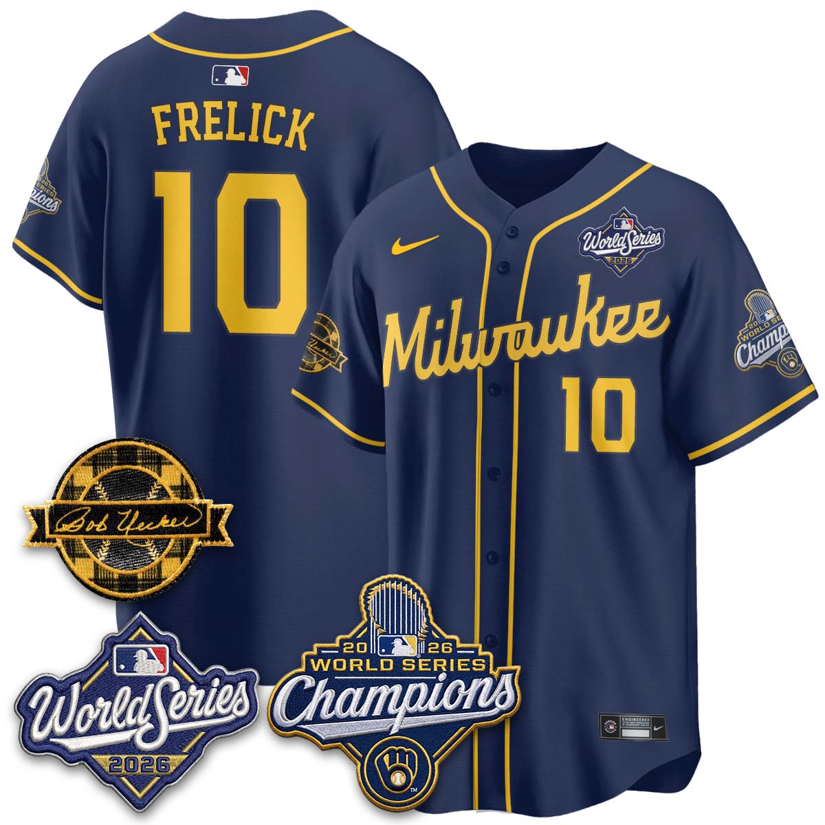 MIL 2026 WS Champions - Bob Uecker Patch Cream Jersey - Stitched (#24)