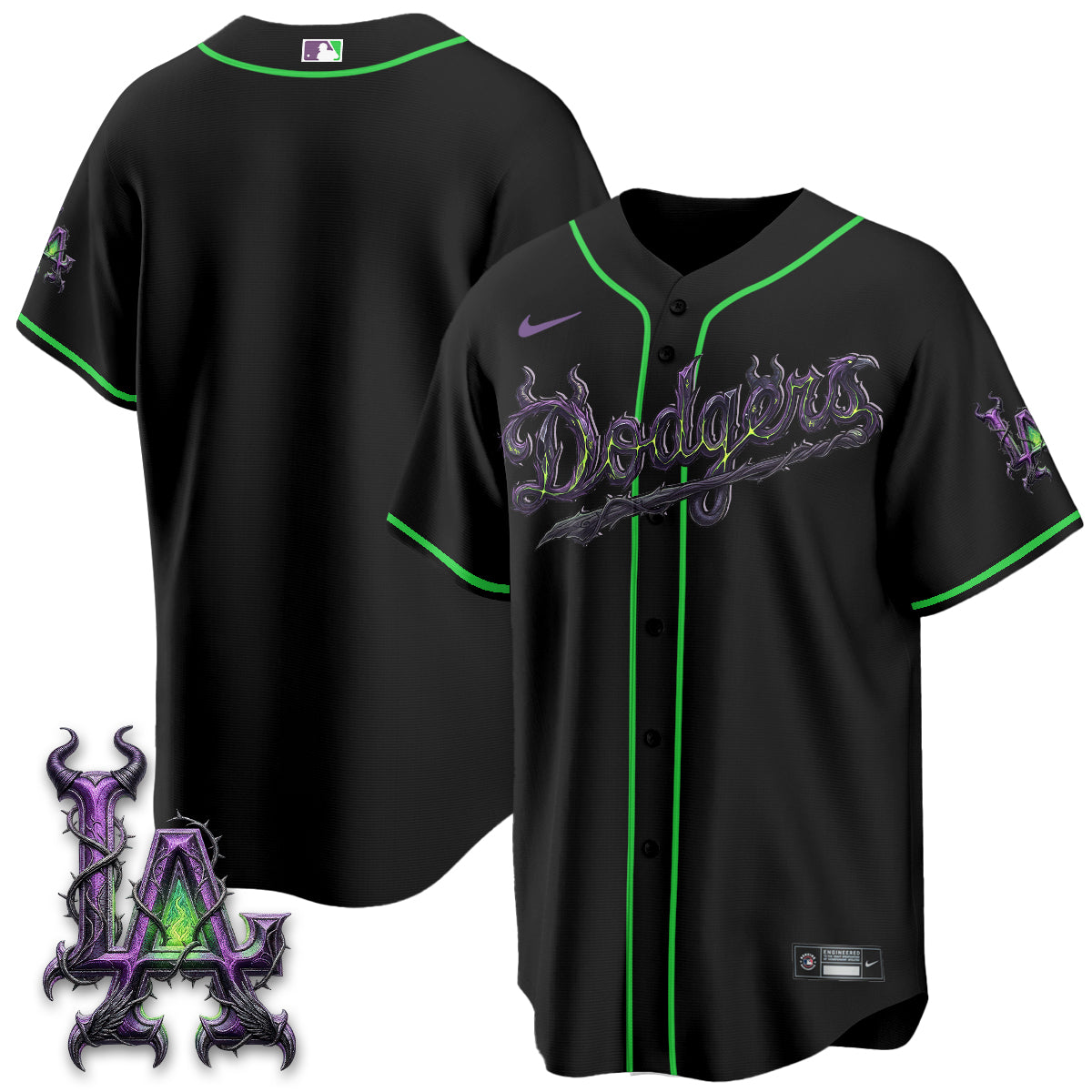 Los Angeles Dodgers Villains Halloween - Horned Queen Vapor Jersey- Stitched