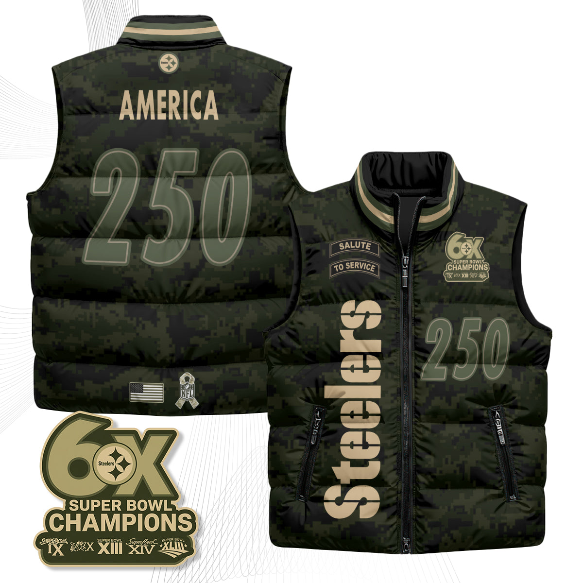 PIT 2026 Salute to Service Puffer Vest - Printed