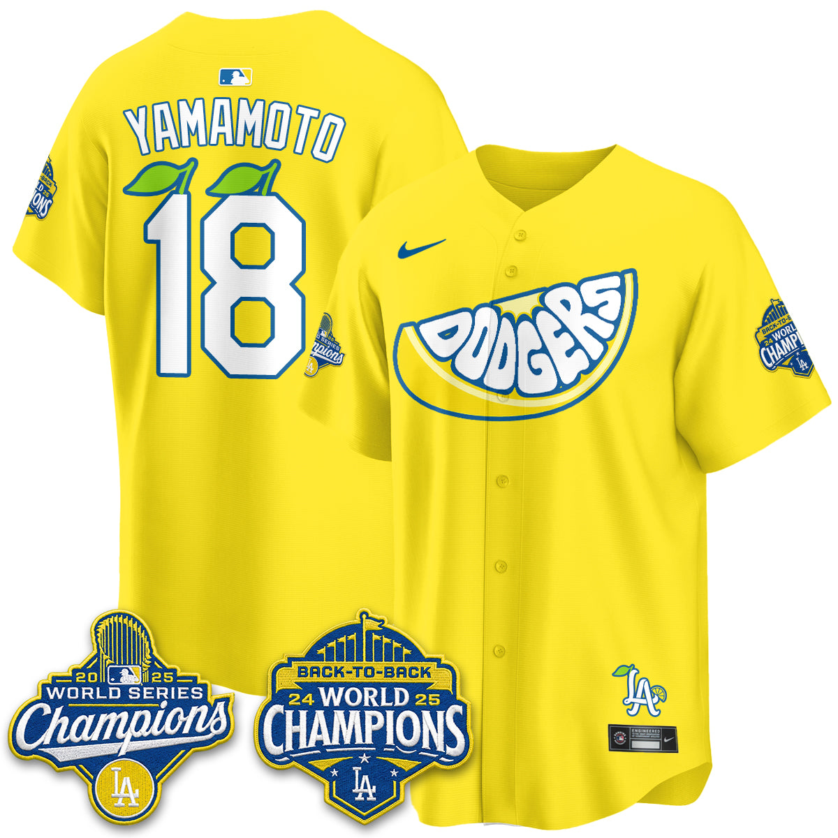 Los Angeles Dodgers Lemonade Collection Vapor Jersey - Stitched