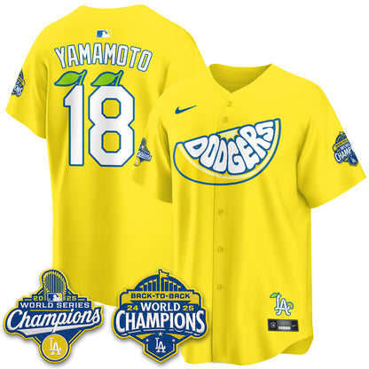 Los Angeles Dodgers Lemonade Collection Vapor Jersey - Stitched