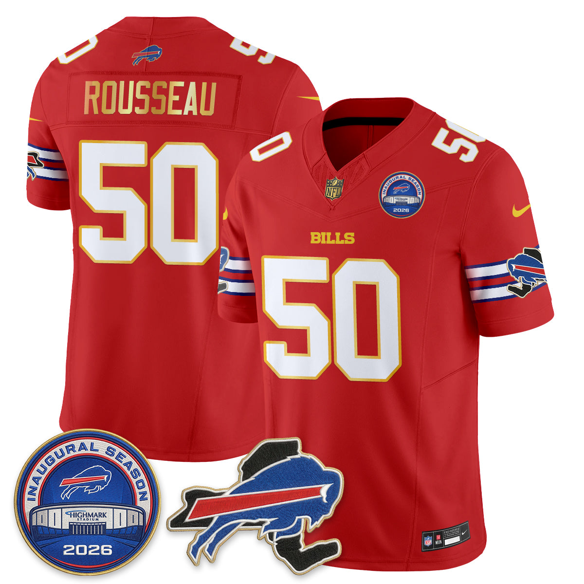 Buffalo Bills 2026 Gold Trim Edition Vapor Jersey - Stitched