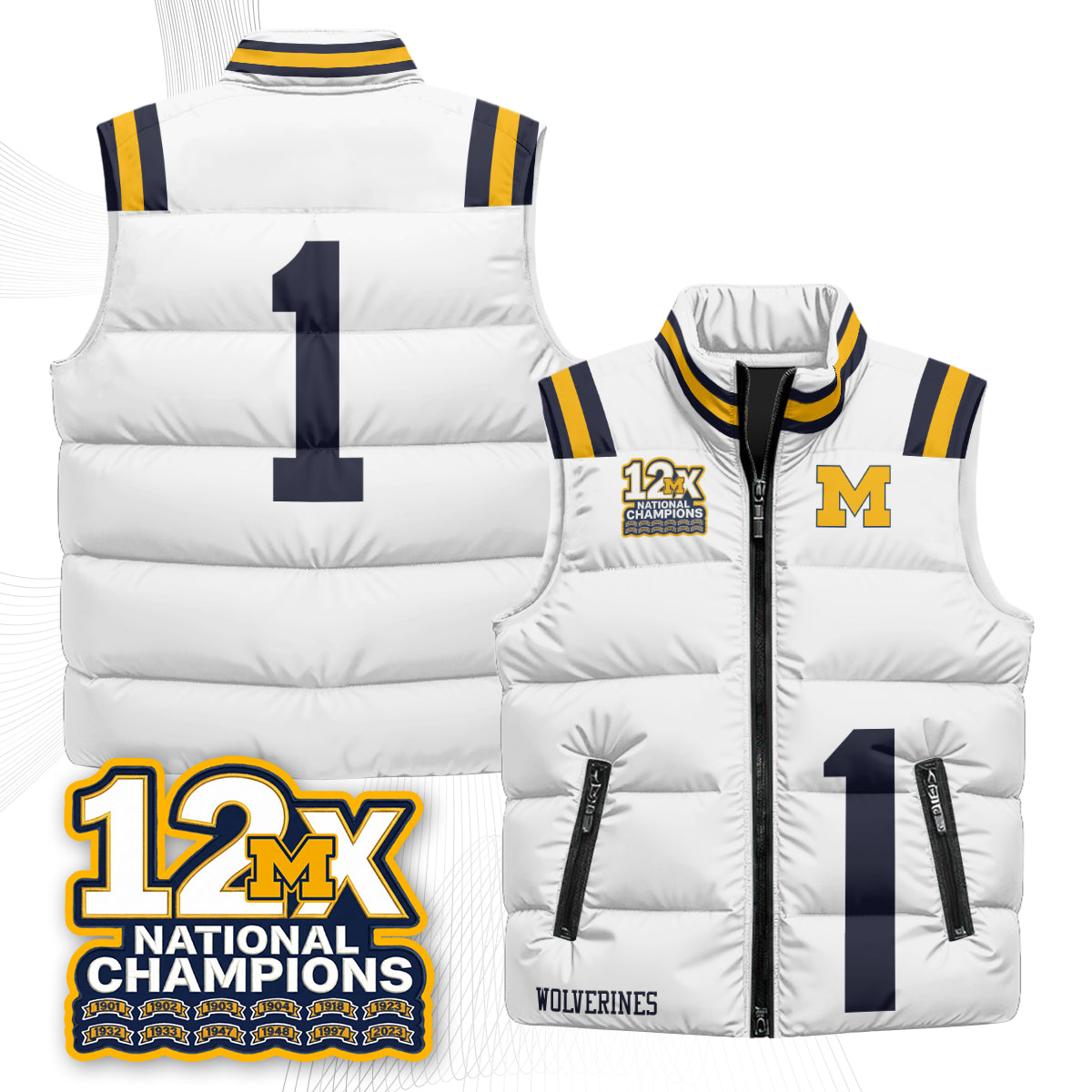 MICH 12X Champs Puffer Vest - Printed