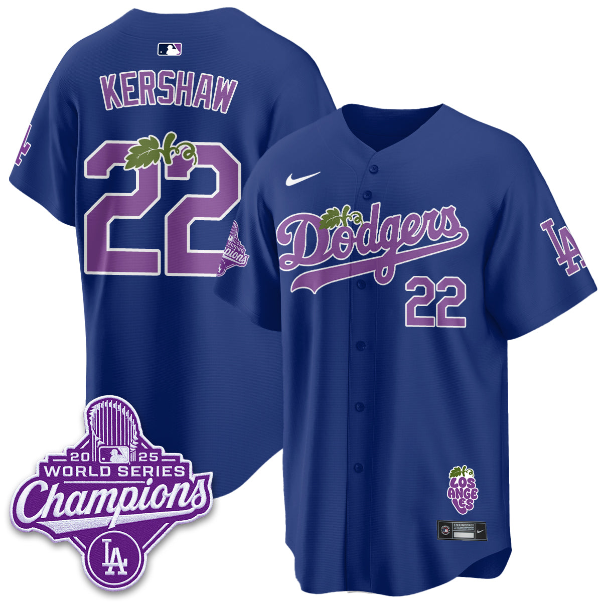 Los Angeles Dodgers Grape Edition Vapor Jersey - Stitched