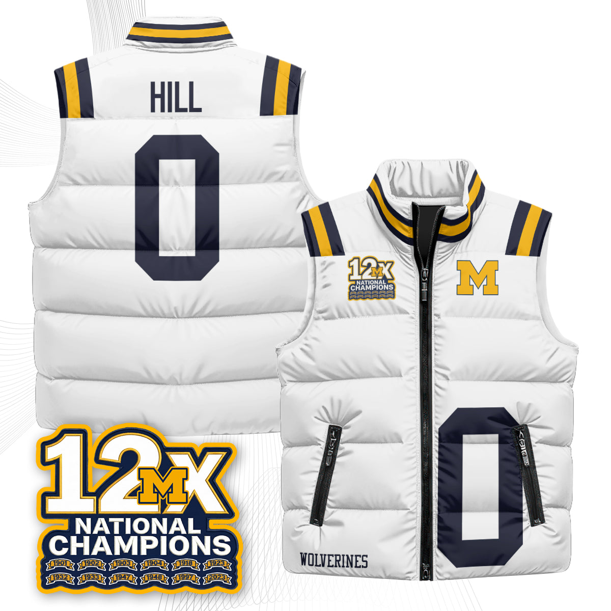 MICH 12X Champs Puffer Vest - Printed