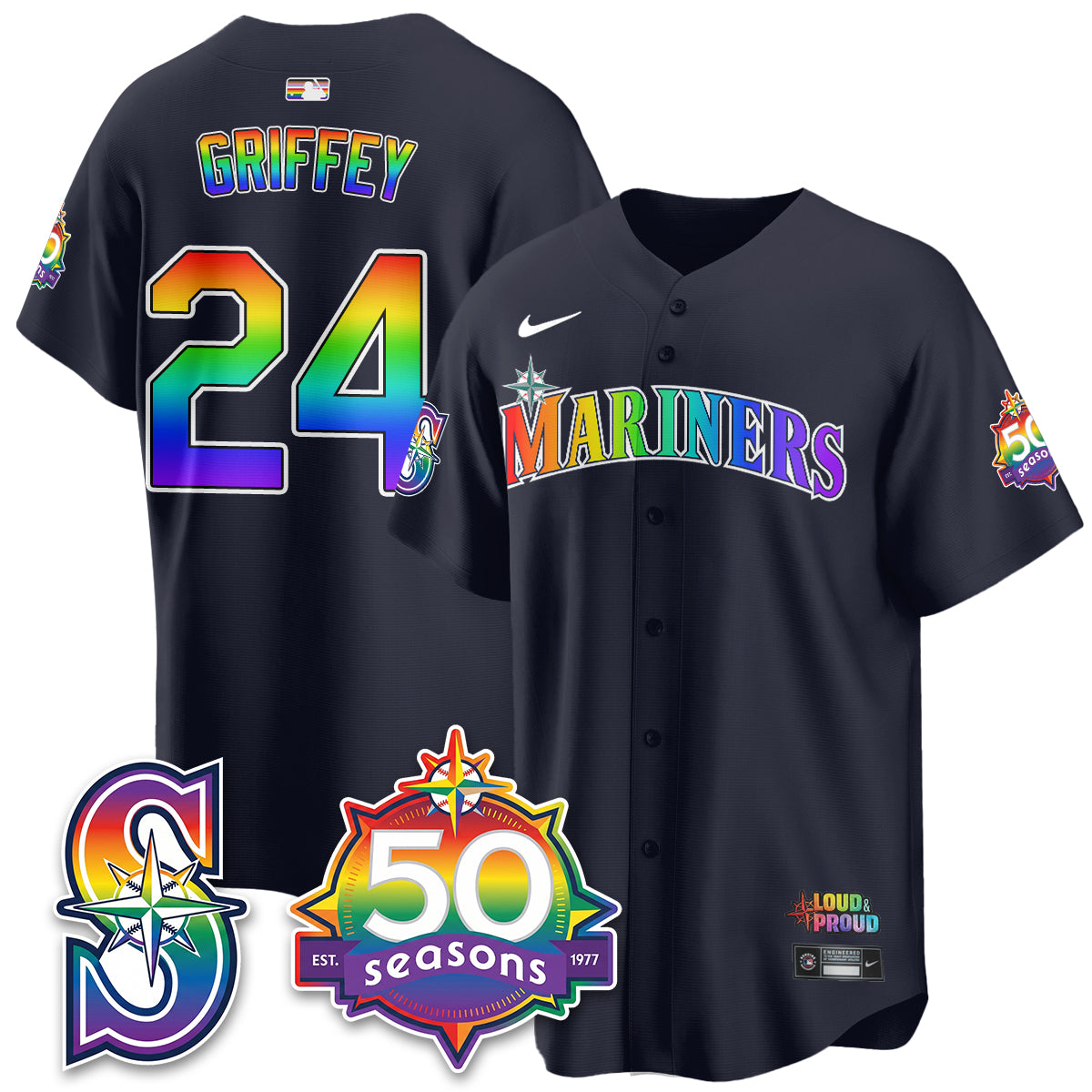 Seattle Mariners Happy Pride Month Vapor Jersey - Stitched