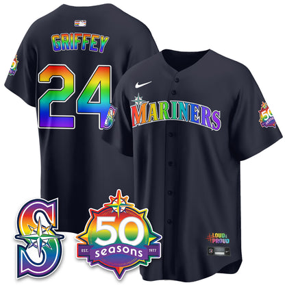Seattle Mariners Happy Pride Month Vapor Jersey - Stitched