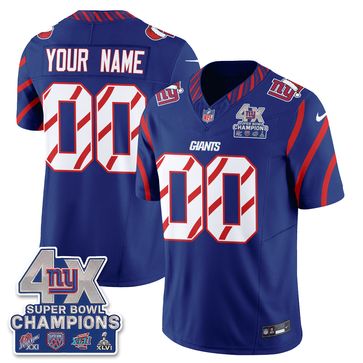NYG  Xmas Edition Vapor Custom Jersey - Stitched